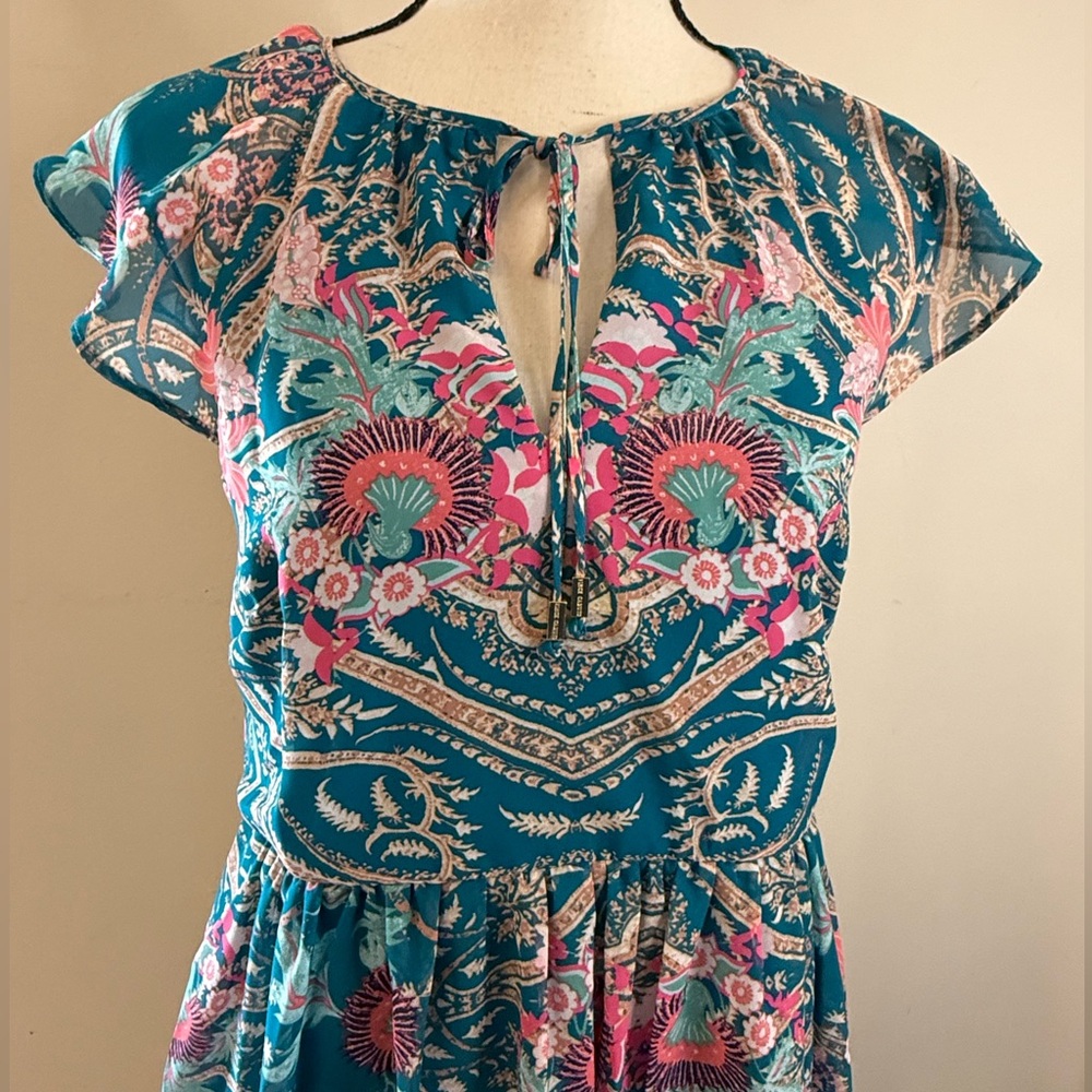 Vince Camuto floral colorful short sleeve midi dress SZ 6 - Picture 2 of 15
